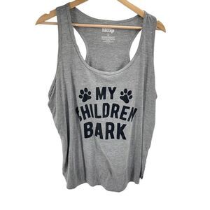 Instant Message Womens Tank Top Racerback My Children Bark Graphic Gray Size 2X